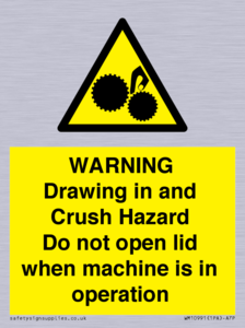 Warning Drawing in and Crush Hazard